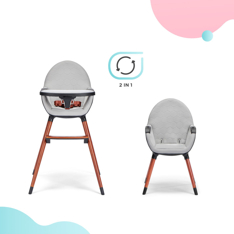 Стільчик для годування 2 в 1 Kinderkraft Finix Grey KHFINIX0GRY0000