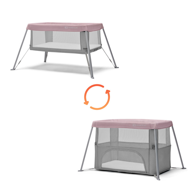 Ліжко-манеж 2 в 1 Kinderkraft Movi Pink KCMOVI00PNK0000