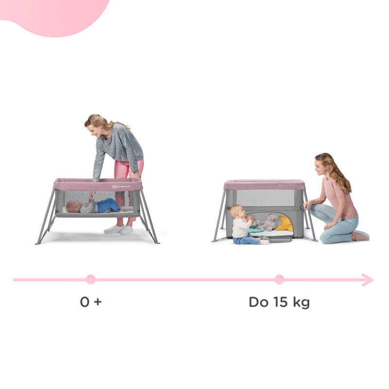 Ліжко-манеж 2 в 1 Kinderkraft Movi Pink KCMOVI00PNK0000