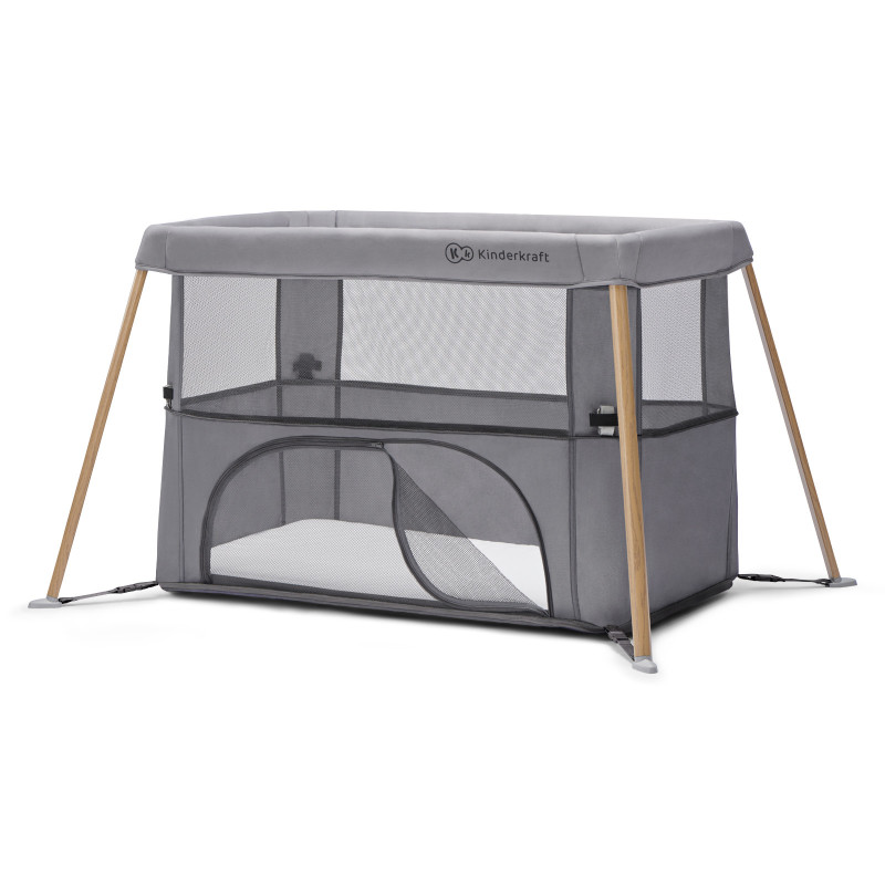 Ліжко-манеж 2 в 1 Kinderkraft Movi Grey Wooden KCMOVI00WOD0000