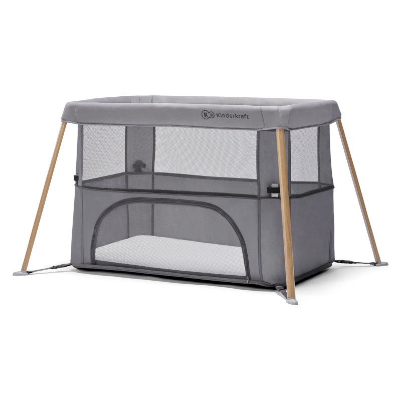 Ліжко-манеж 2 в 1 Kinderkraft Movi Grey Wooden KCMOVI00WOD0000