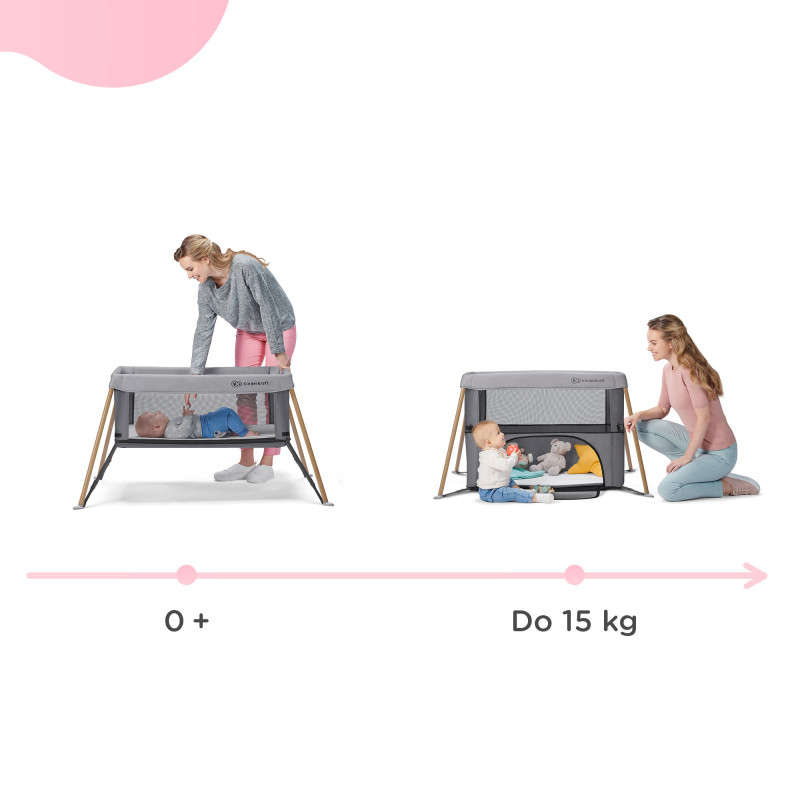 Ліжко-манеж 2 в 1 Kinderkraft Movi Grey Wooden KCMOVI00WOD0000