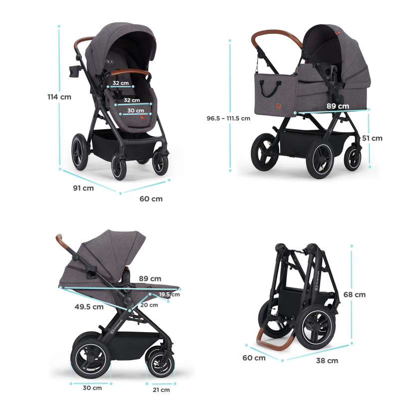 Універсальна коляска 3 в 1 Kinderkraft B-Tour Ash Gray KSBTOU00DGR3000