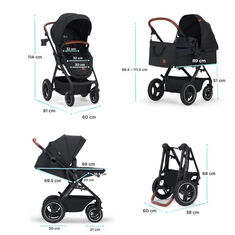 Універсальна коляска 3 в 1 Kinderkraft B-Tour Deep Black KSBTOU00BLK3000