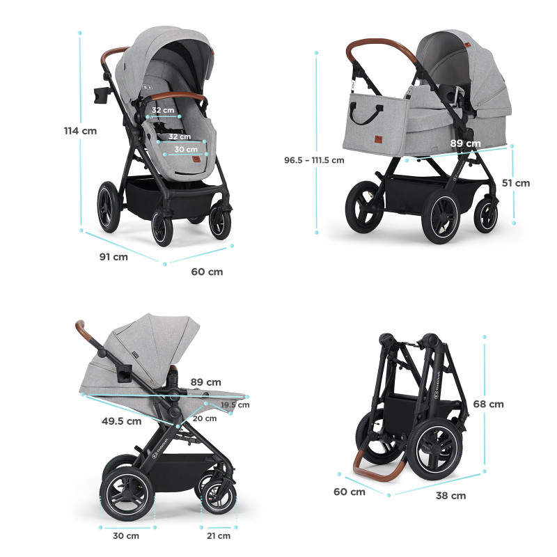 Універсальна коляска 3 в 1 Kinderkraft B-Tour Silver Gray KSBTOU00LGR3000