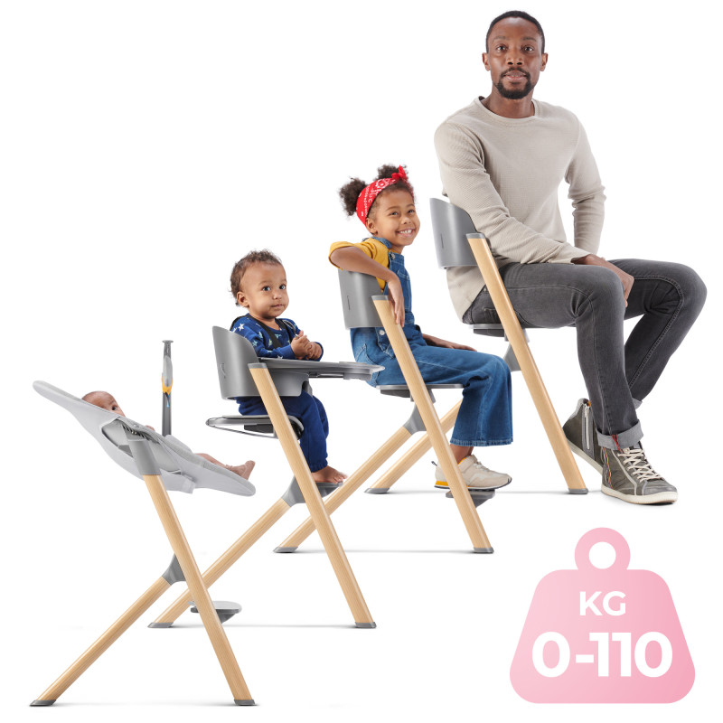 Стільчик для годування з шезлонгом Kinderkraft Igee Calmee Cloudy Grey KHIGCA00GRY0000