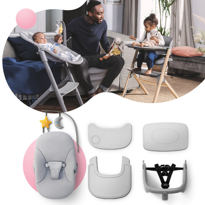 Стільчик для годування з шезлонгом Kinderkraft Igee Calmee Cloudy Grey KHIGCA00GRY0000