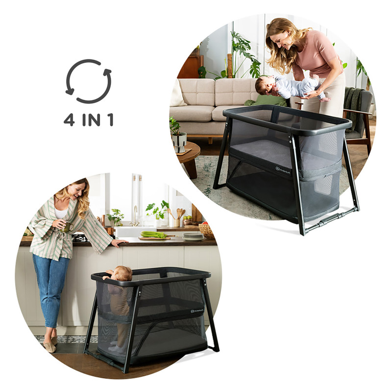 Ліжко-манеж 4 в 1 Kinderkraft Sofi Plus Grey KLSOFIPLGRY0000