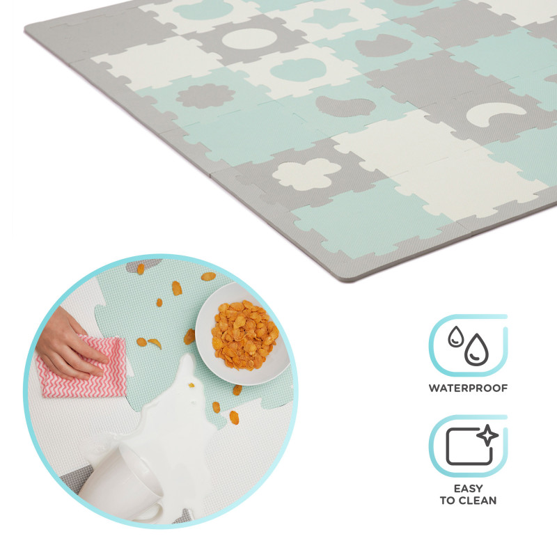 Килимок-пазл Kinderkraft Luno Shapes Mint, 30 елементів KPLUSH00MIN0000