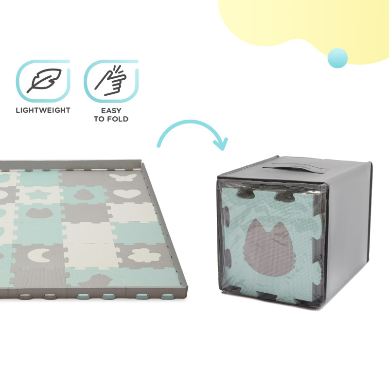 Килимок-пазл Kinderkraft Luno Shapes Mint, 30 елементів KPLUSH00MIN0000