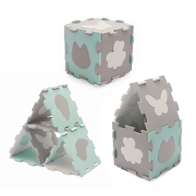 Килимок-пазл Kinderkraft Luno Shapes Mint, 30 елементів KPLUSH00MIN0000