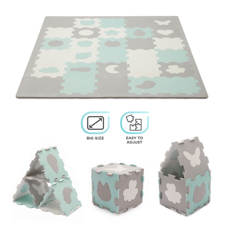 Килимок-пазл Kinderkraft Luno Shapes Mint, 30 елементів KPLUSH00MIN0000