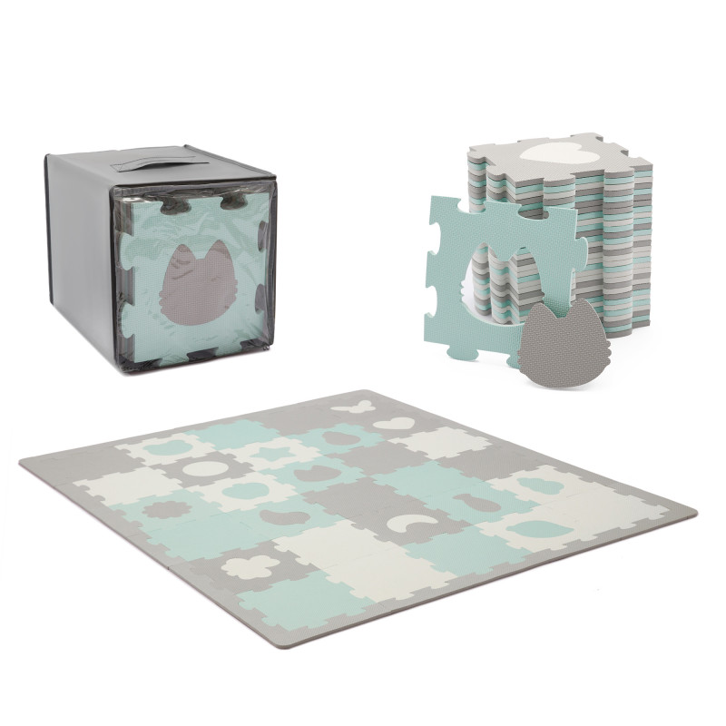 Килимок-пазл Kinderkraft Luno Shapes Mint, 30 елементів KPLUSH00MIN0000