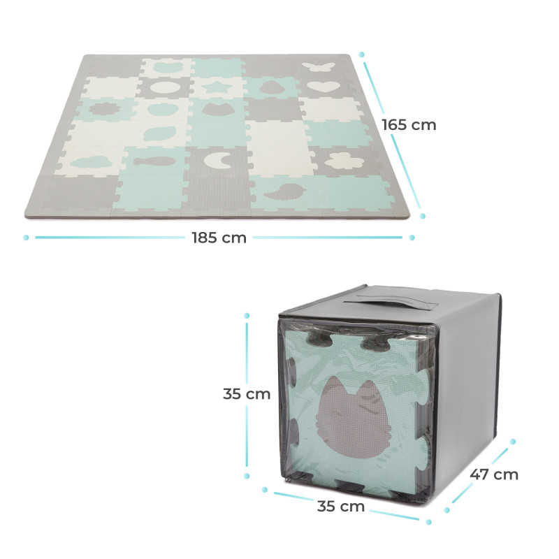 Килимок-пазл Kinderkraft Luno Shapes Mint, 30 елементів KPLUSH00MIN0000