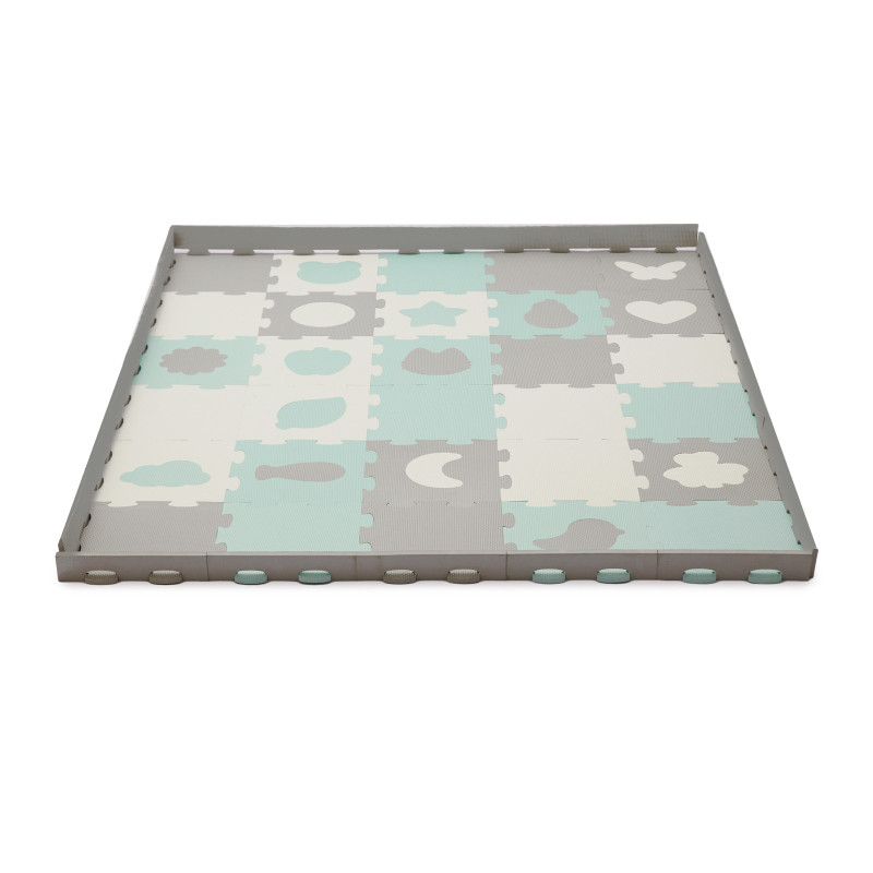 Килимок-пазл Kinderkraft Luno Shapes Mint, 30 елементів KPLUSH00MIN0000