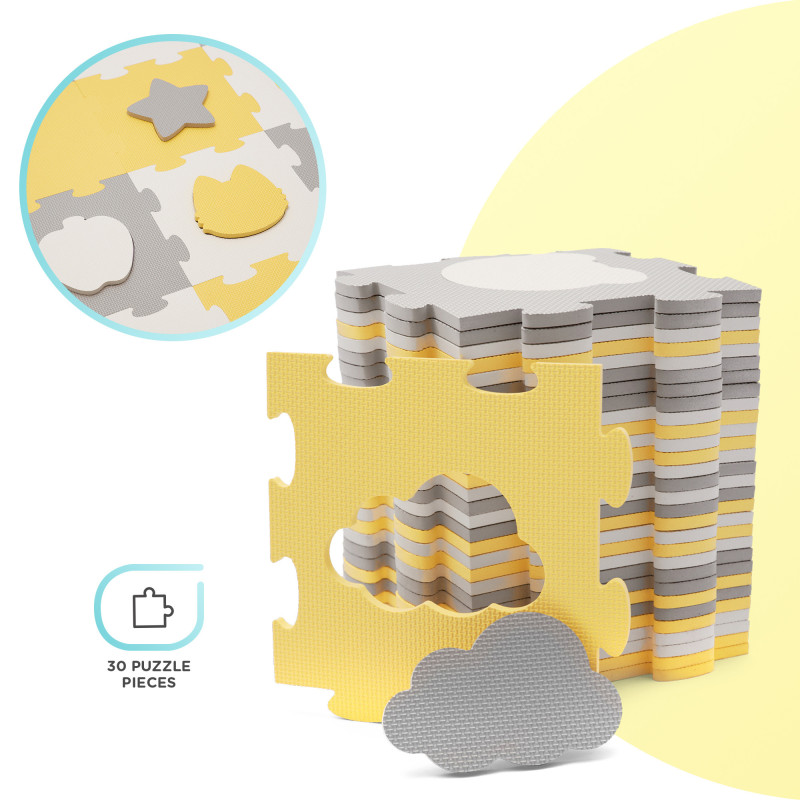 Килимок-пазл Kinderkraft Luno Shapes Yellow, 30 елементів KPLUSH00YEL0000