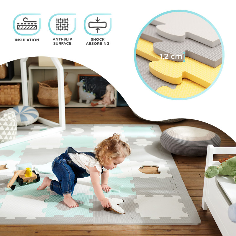 Килимок-пазл Kinderkraft Luno Shapes Yellow, 30 елементів KPLUSH00YEL0000