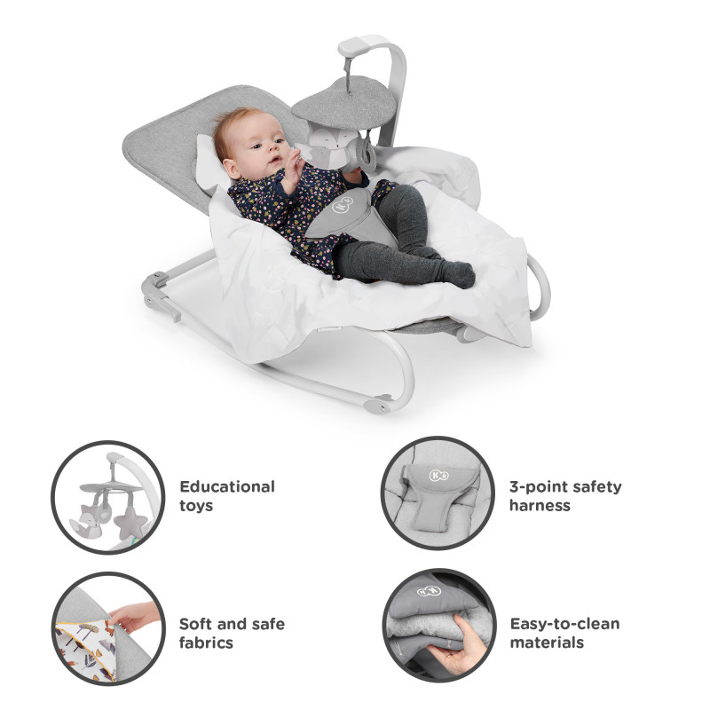 Шезлонг-гойдалка Kinderkraft Felio 2 Stone Grey KBFELI20GRY0000