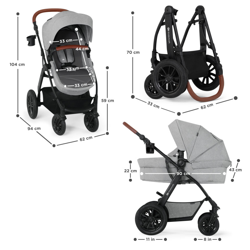 Універсальна коляска 3 в 1 Kinderkraft Xmoov CT Dark Gray KSXMOV00DGR3000