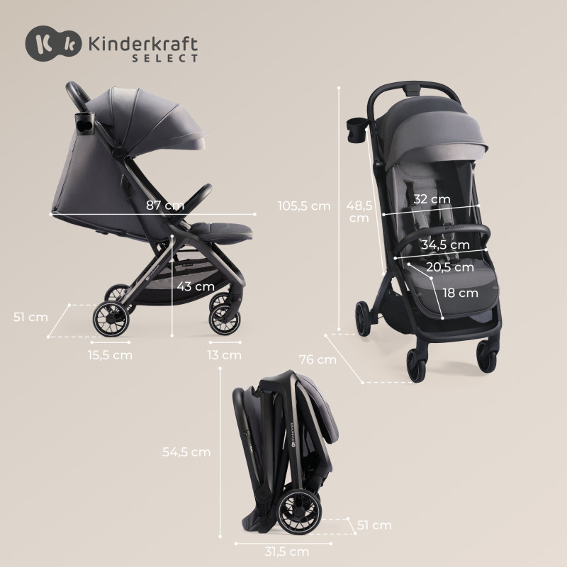 Прогулянкова коляска Kinderkraft Nubi 2 Sand Beige KSNUBI02BEG0000