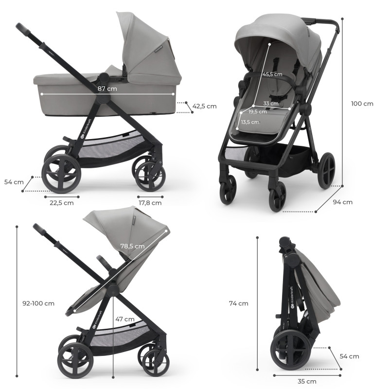Універсальна коляска 3 в 1 Kinderkraft Newly Moonlight Grey KSNEWL00GRY3000