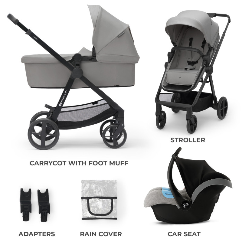 Універсальна коляска 3 в 1 Kinderkraft Newly Moonlight Grey KSNEWL00GRY3000