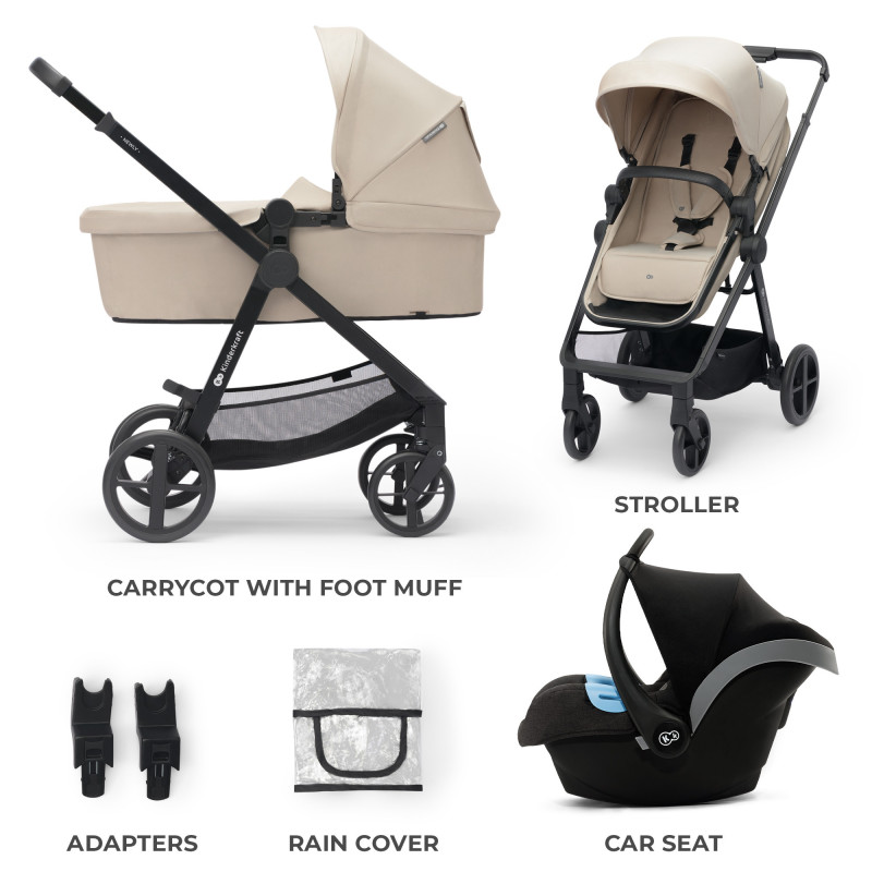Універсальна коляска 3 в 1 Kinderkraft Newly Sand Beige KSNEWL00BEG3000