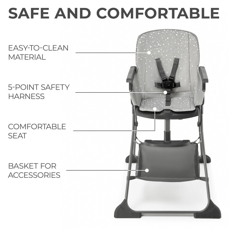 Стільчик для годування Kinderkraft Foldee Grey KHFOLD00GRY0000