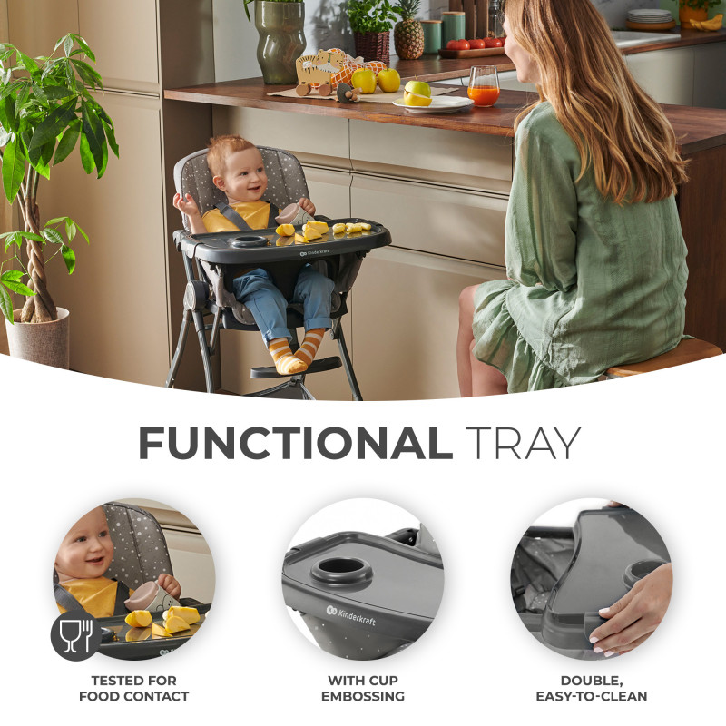 Стільчик для годування Kinderkraft Foldee Grey KHFOLD00GRY0000