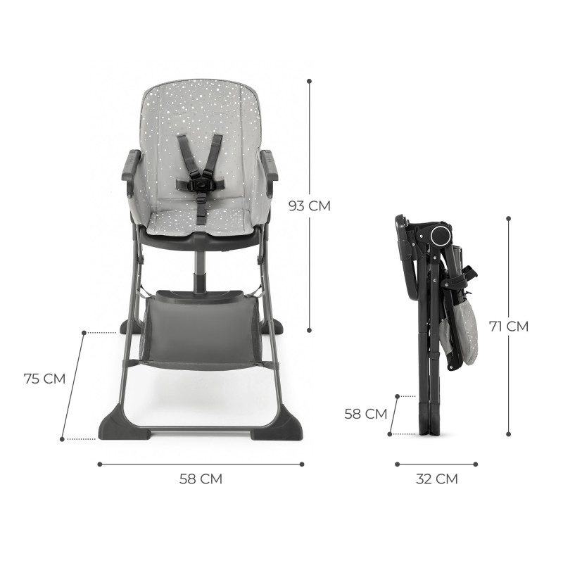 Стільчик для годування Kinderkraft Foldee Grey KHFOLD00GRY0000