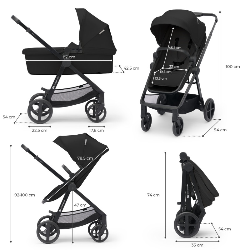 Універсальна коляска 3 в 1 Kinderkraft Newly Classic Black KSNEWL00BLK3000