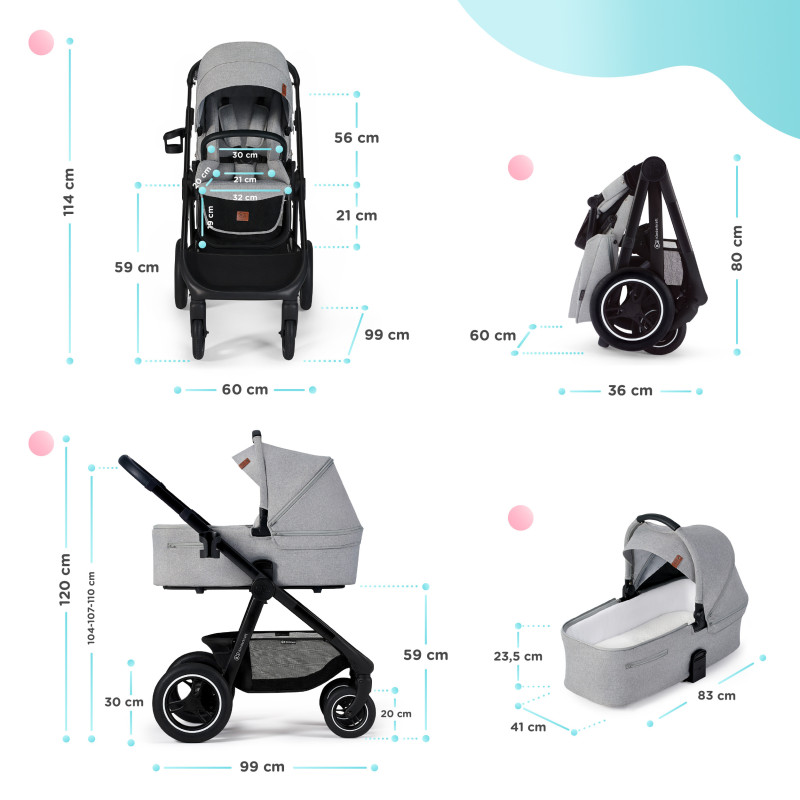 Універсальна коляска 2 в 1 Kinderkraft Everyday 2 Light Gray KSEVER00LGR20BS