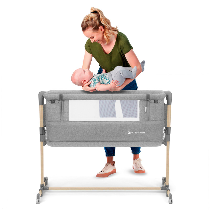 Приставне ліжечко-колиска Kinderkraft Neste Grow Light Grey Full Wood KCNEGR00LGR000W
