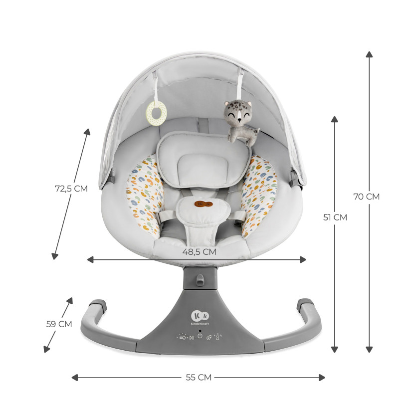 Крісло-гойдалка Kinderkraft Lumi 2 Light Grey KBLUMI02LGR0000