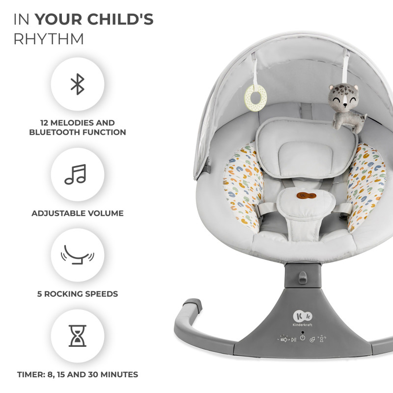 Крісло-гойдалка Kinderkraft Lumi 2 Light Grey KBLUMI02LGR0000
