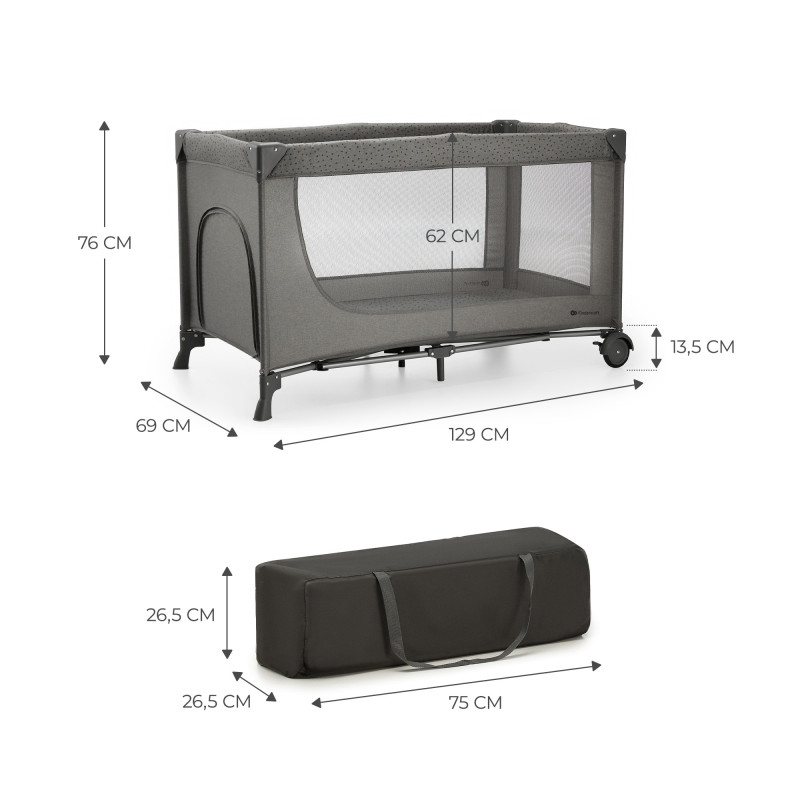 Ліжко-манеж Kinderkraft Joy 2 Dark Grey KLJOY02DGR00000
