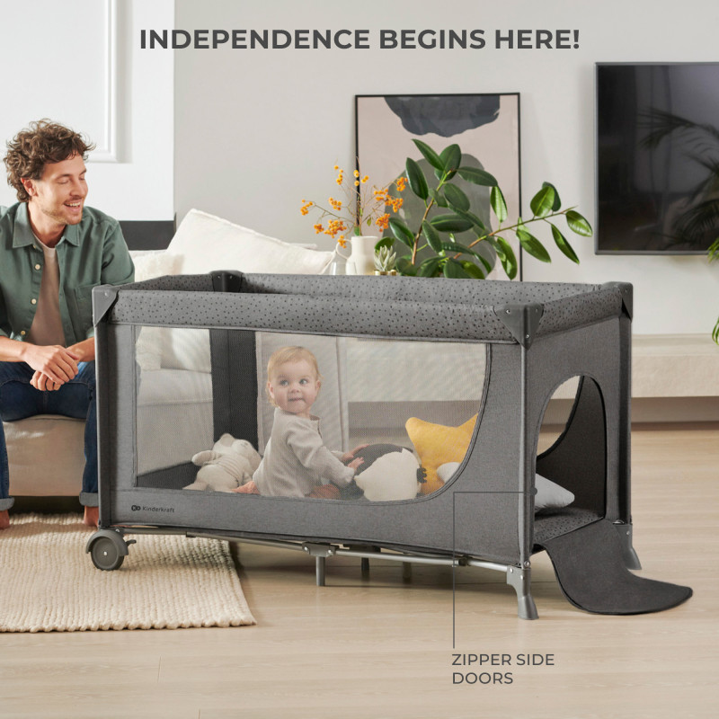Ліжко-манеж Kinderkraft Joy 2 Dark Grey KLJOY02DGR00000