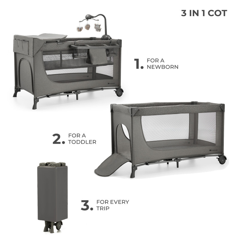 Ліжко-манеж з пеленатором Kinderkraft Joy 2 Dark Grey KLJOY02DGR000AC