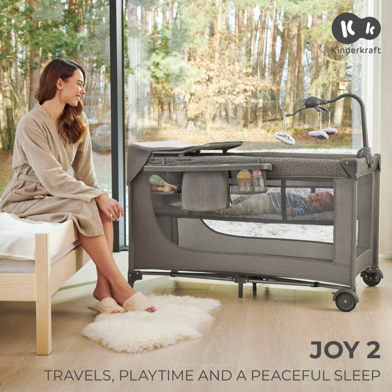 Ліжко-манеж з пеленатором Kinderkraft Joy 2 Dark Grey KLJOY02DGR000AC
