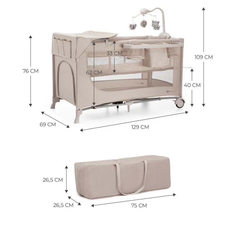 Ліжко-манеж з пеленатором Kinderkraft Joy 2 Beige KLJOY02BEG000AC