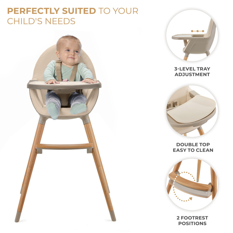 Стільчик для годування 2 в 1 Kinderkraft Fini 2 Beige KHFINI02BEG0000
