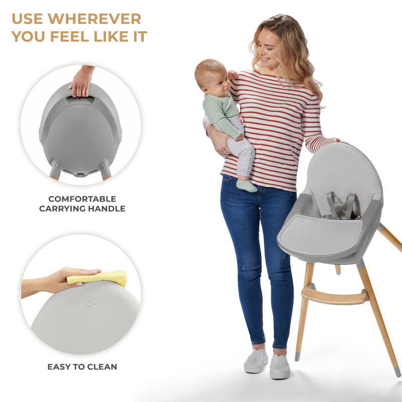 Стільчик для годування 2 в 1 Kinderkraft Fini 2 Grey KHFINI02GRY0000