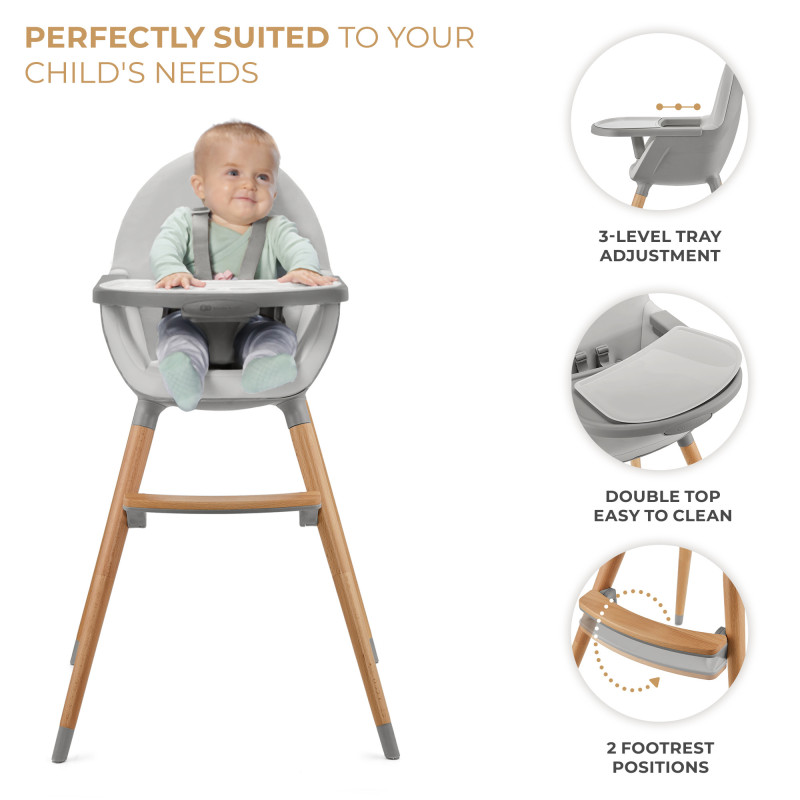 Стільчик для годування 2 в 1 Kinderkraft Fini 2 Grey KHFINI02GRY0000