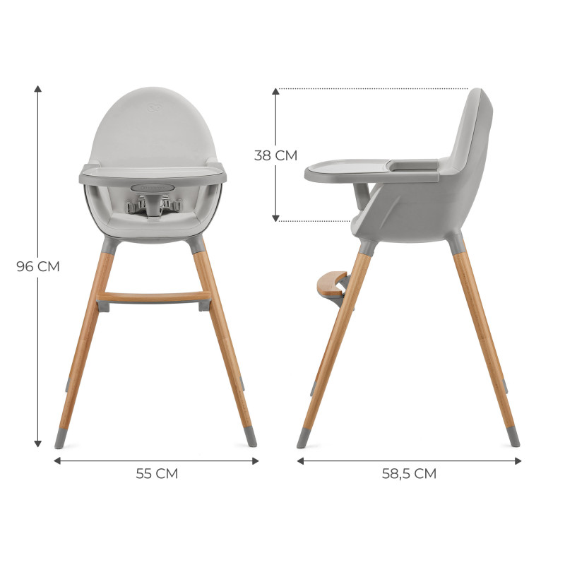 Стільчик для годування 2 в 1 Kinderkraft Fini 2 Grey KHFINI02GRY0000