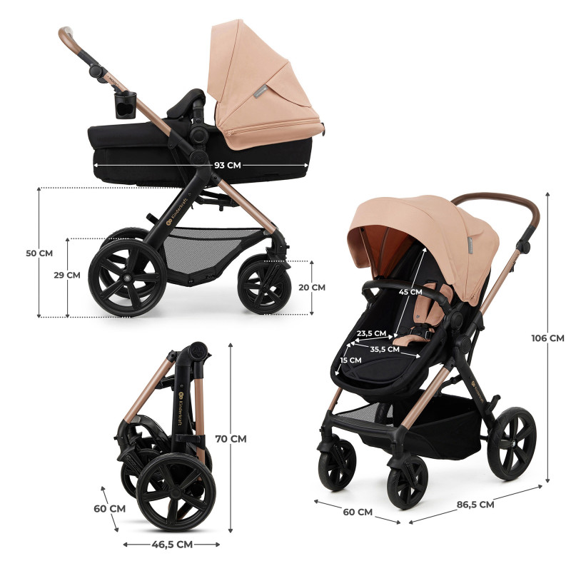 Універсальна коляска 3 в 1 Kinderkraft Moov 2 Sand Beige KSMOOV02BEGEV00