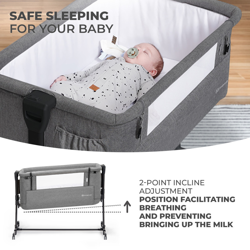 Приставне ліжечко-колиска Kinderkraft Neste Grow Grey Melange KCNEGR00GRY0000