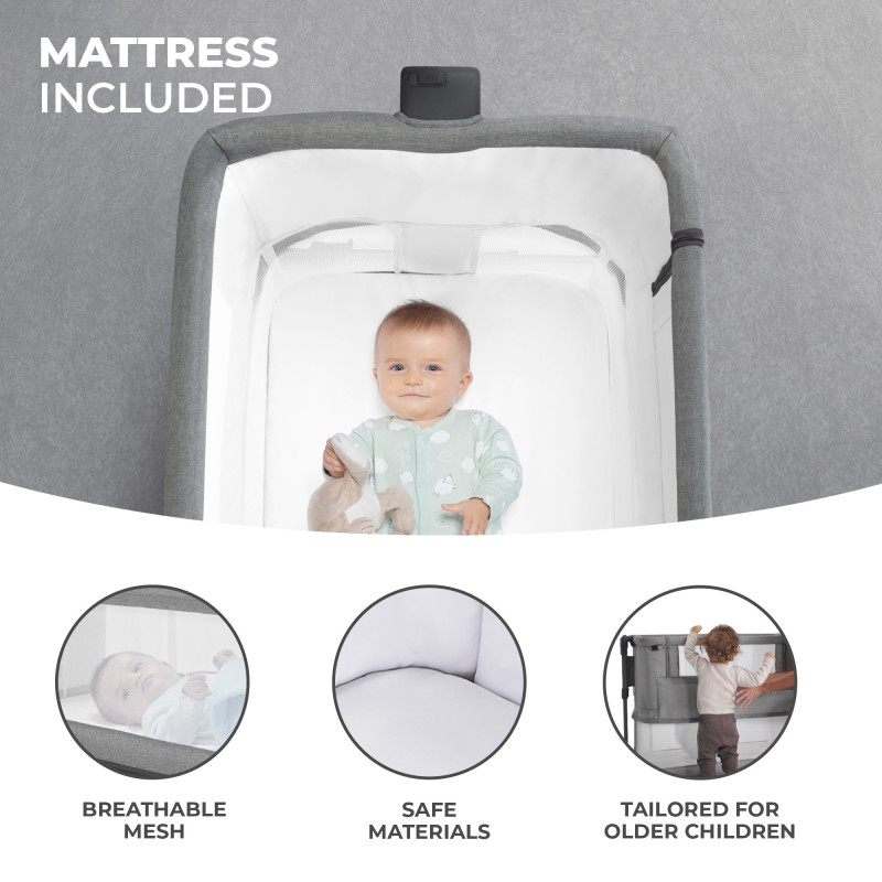 Приставне ліжечко-колиска Kinderkraft Neste Grow Grey Melange KCNEGR00GRY0000