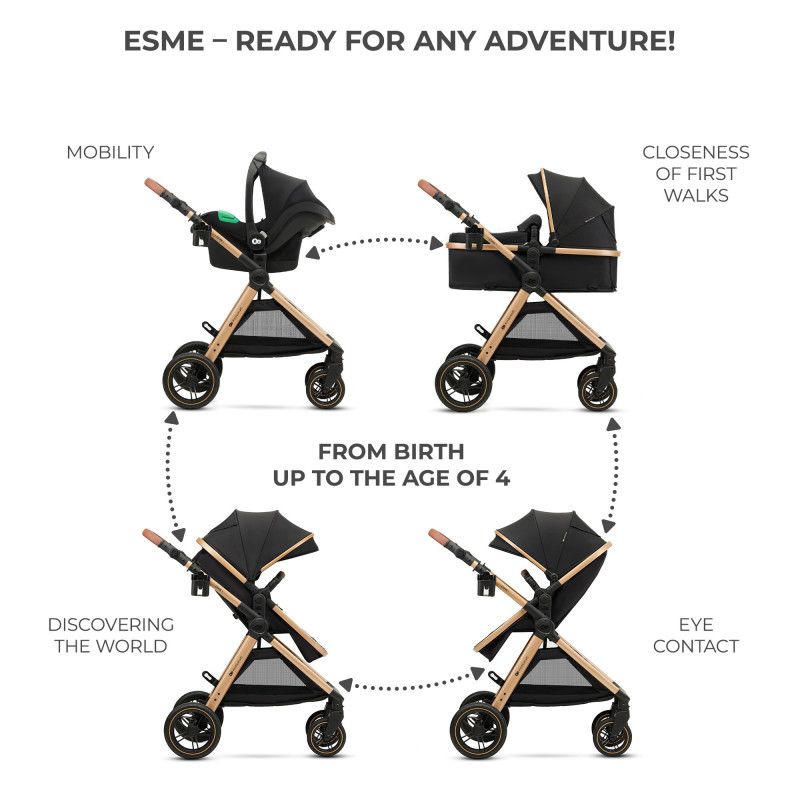 Універсальна коляска 3 в 1 Kinderkraft Esme Pure Black KSESME00BLK3000