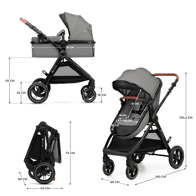 Універсальна коляска 3 в 1 Kinderkraft Esme Moonlight Grey KSESME00GRY3000