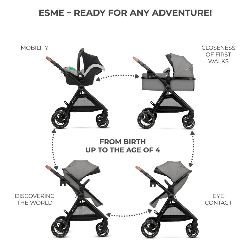 Універсальна коляска 3 в 1 Kinderkraft Esme Moonlight Grey KSESME00GRY3000